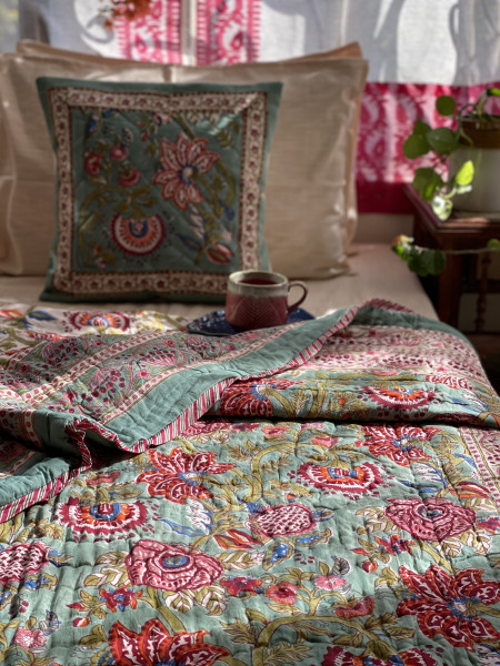 AQUA Cotton Block Print DOUBLE JAIPURI RAZAI