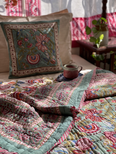 AQUA Cotton Block Print DOUBLE JAIPURI RAZAI