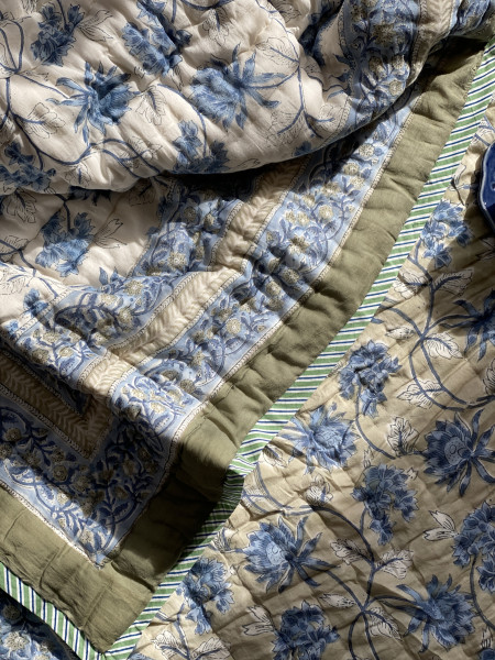 GREY Cotton Block Print DOUBLE JAIPURI RAZAI