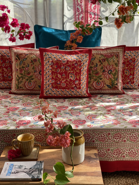 MULTI COLOUR HAND Block Print Single COTTON Bedsheet