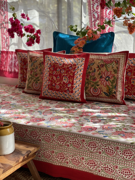 MULTI COLOUR HAND Block Print Single COTTON Bedsheet