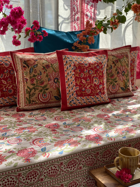 MULTI COLOUR HAND Block Print Single COTTON Bedsheet