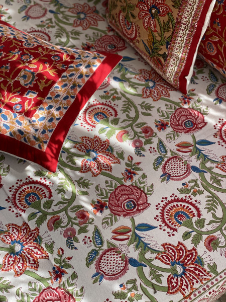 MULTI COLOUR HAND Block Print Single COTTON Bedsheet