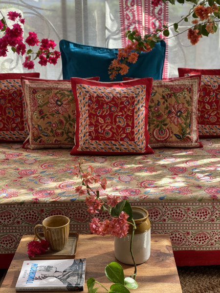 MULTI COLOUR HAND Block Print Single COTTON Bedsheet