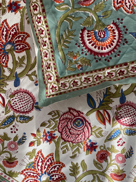 OFF WHITE HAND Block Print Single COTTON Bedsheet