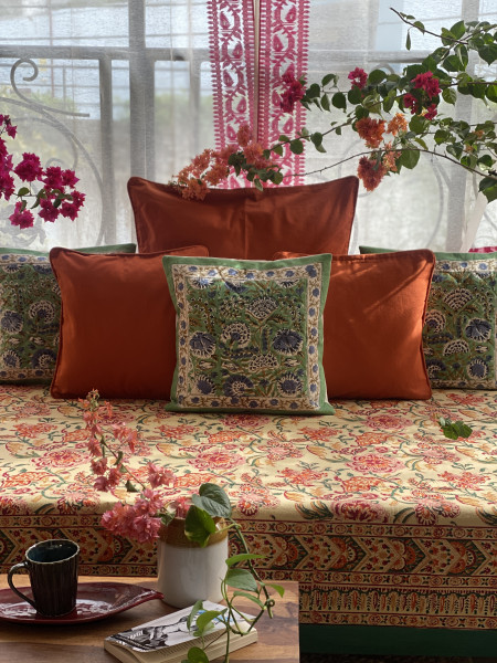 MULTI COLOUR HAND Block Print Single COTTON Bedsheet