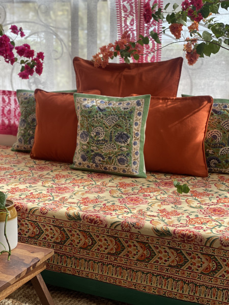 MULTI COLOUR HAND Block Print Single COTTON Bedsheet