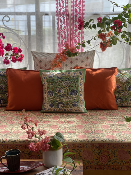 MULTI COLOUR HAND Block Print Single COTTON Bedsheet