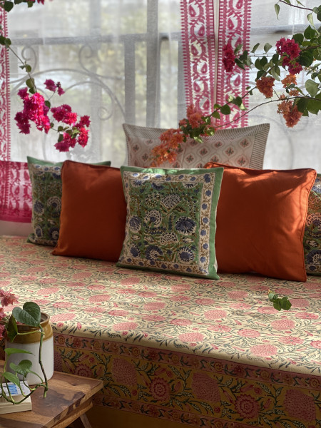 MULTI COLOUR HAND Block Print Single COTTON Bedsheet