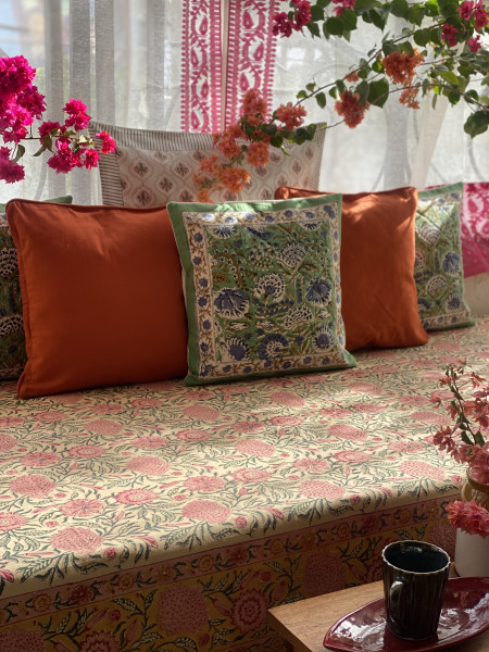 MULTI COLOUR HAND Block Print Single COTTON Bedsheet