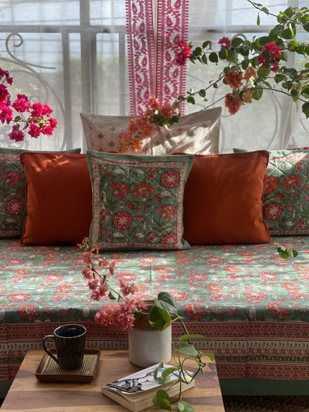 GREEN HAND Block Print Single COTTON Bedsheet