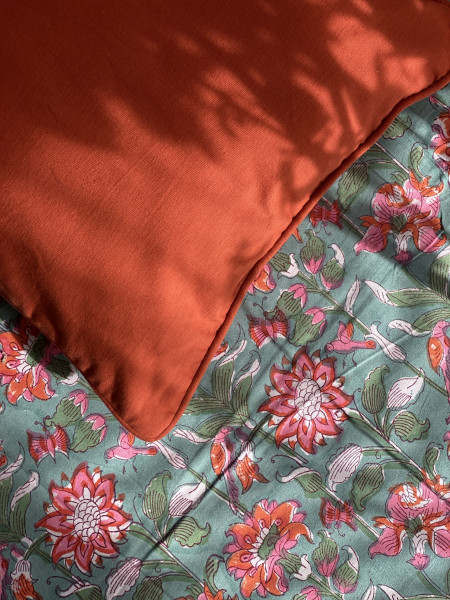 GREEN HAND Block Print Single COTTON Bedsheet