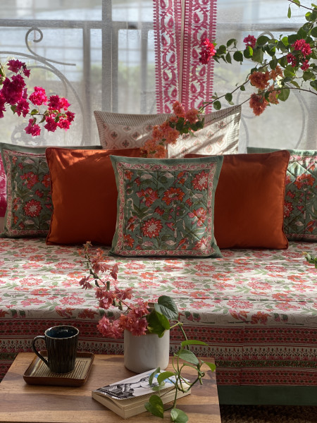 OFF WHITE HAND Block Print Single COTTON Bedsheet