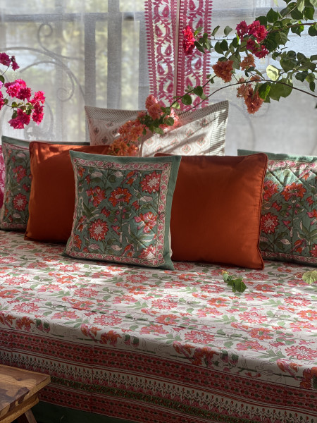 OFF WHITE HAND Block Print Single COTTON Bedsheet