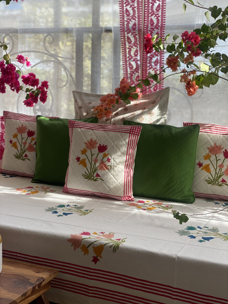 OFF WHITE HAND Block Print Single COTTON Bedsheet