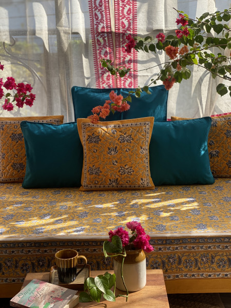 MUSTARD HAND Block Print Single COTTON Bedsheet