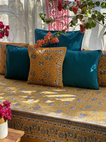 MUSTARD HAND Block Print Single COTTON Bedsheet