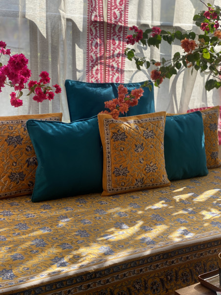 MUSTARD HAND Block Print Single COTTON Bedsheet