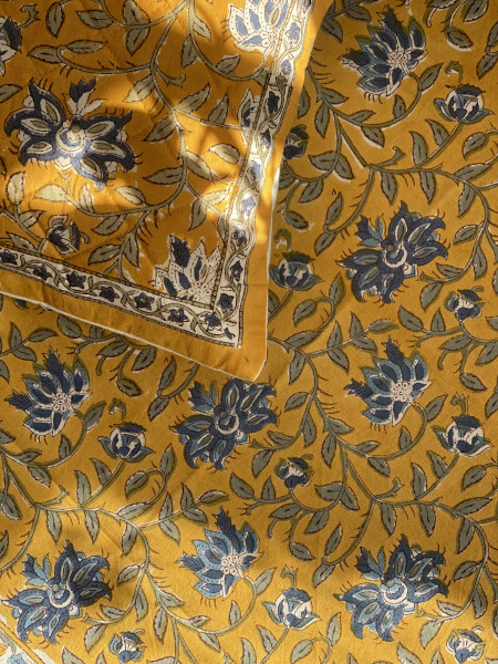 MUSTARD HAND Block Print Single COTTON Bedsheet