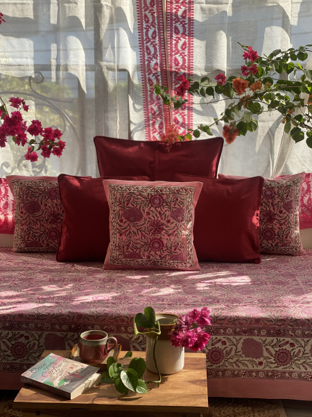 PINK HAND Block Print Single COTTON Bedsheet