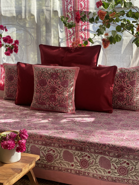 PINK HAND Block Print Single COTTON Bedsheet