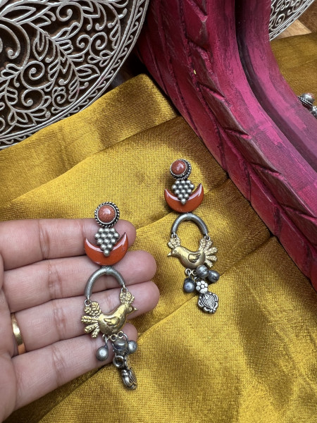 BRASS & FABRIC HANDCRAFTED EARRINGS