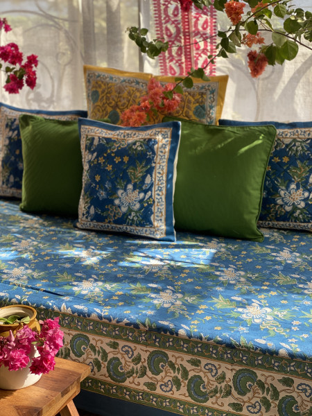 BLUE HAND Block Print Single COTTON Bedsheet