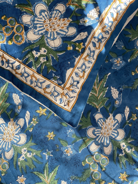 BLUE HAND Block Print Single COTTON Bedsheet