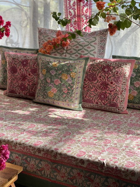 OFF WHITE HAND Block Print Single COTTON Bedsheet