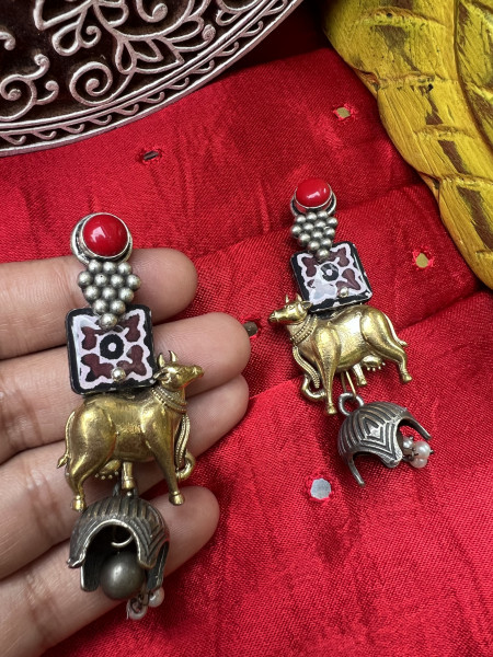 BRASS & FABRIC HANDCRAFTED EARRINGS