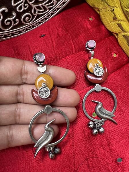 BRASS & FABRIC HANDCRAFTED EARRINGS