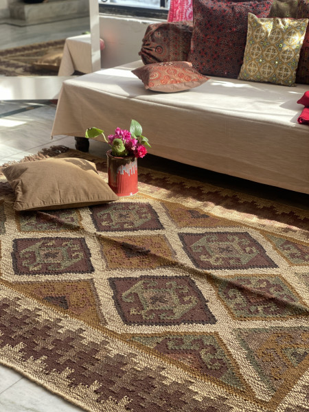 MULTI COLOUR WOOL & JUTE HAND WOVEN DURRIE