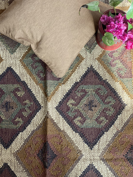 MULTI COLOUR WOOL & JUTE HAND WOVEN DURRIE