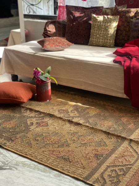 MULTI COLOR WOOL & JUTE KILIM HAND WOVEN DURRIE