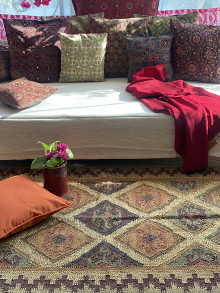 MULTI COLOR WOOL & JUTE KILIM HAND WOVEN DURRIE