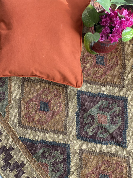 MULTI COLOR WOOL & JUTE KILIM HAND WOVEN DURRIE
