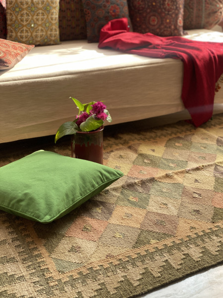 MULTI COLOR WOOL & COTTON KILIM HAND WOVEN DURRIE