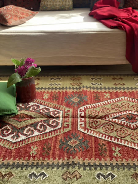 MULTI COLOR WOOL & COTTON KILIM HAND WOVEN DURRIE