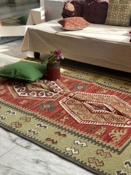 MULTI COLOR WOOL & COTTON KILIM HAND WOVEN DURRIE