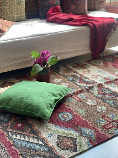 MULTI COLOR WOOL & COTTON KILIM HAND WOVEN DURRIE