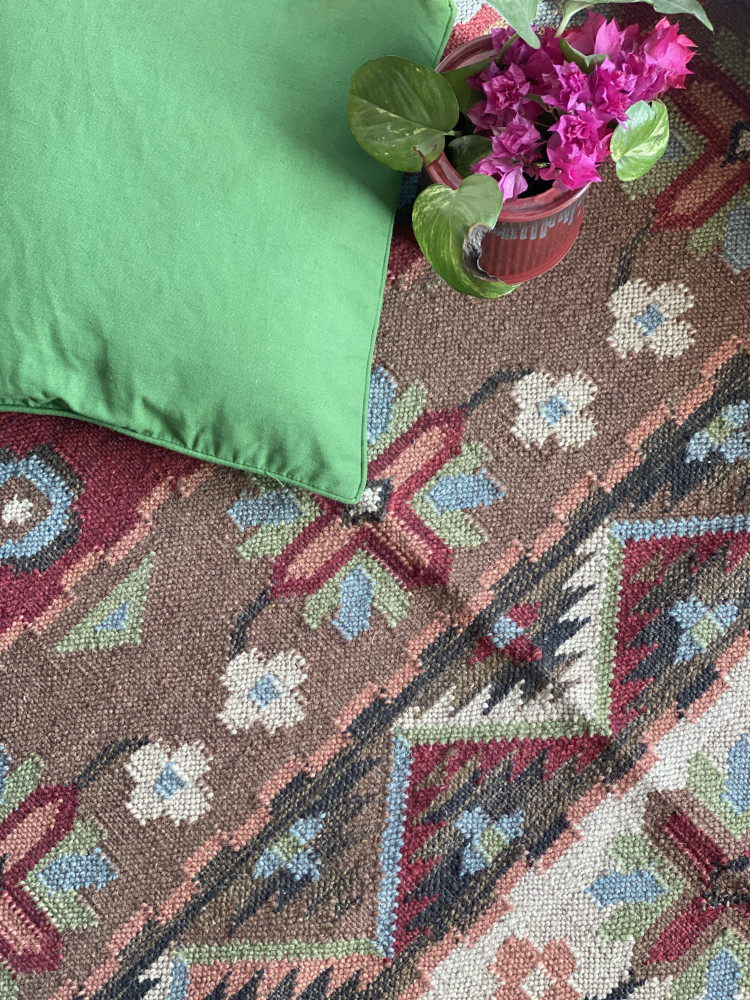 Image of MULTI COLOR WOOL &amp; COTTON KILIM HAND WOVEN DURRIE