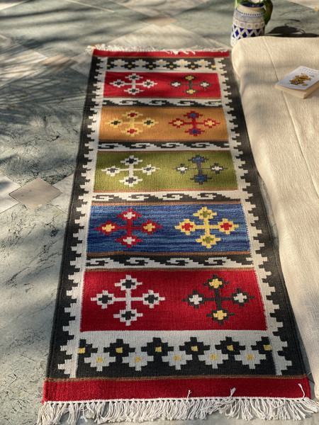 MULTI COLOUR WOOL & COTTON KILIM HAND WOVEN DURRIE