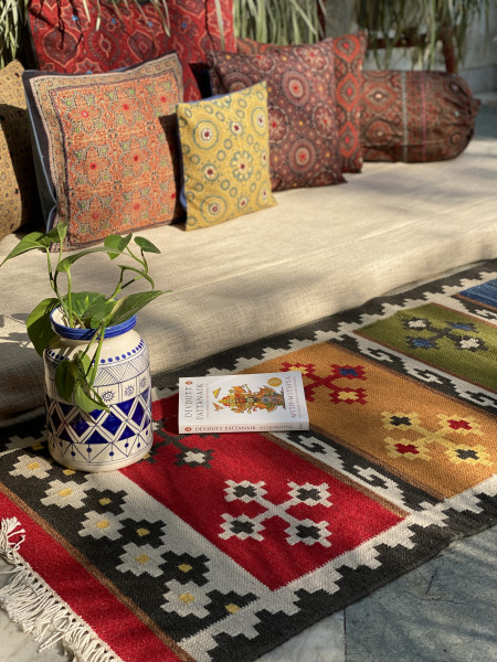 MULTI COLOUR WOOL & COTTON KILIM HAND WOVEN DURRIE