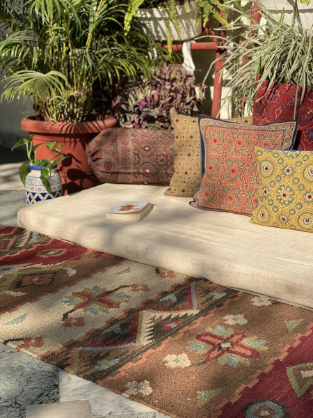 MULTI COLOUR WOOL & COTTON KILIM HAND WOVEN DURRIE