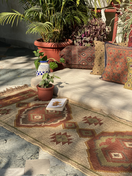 MULTI COLOUR WOOL & JUTE KILIM HAND WOVEN DURRIE