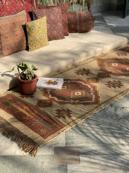 MULTI COLOUR WOOL & JUTE KILIM HAND WOVEN DURRIE