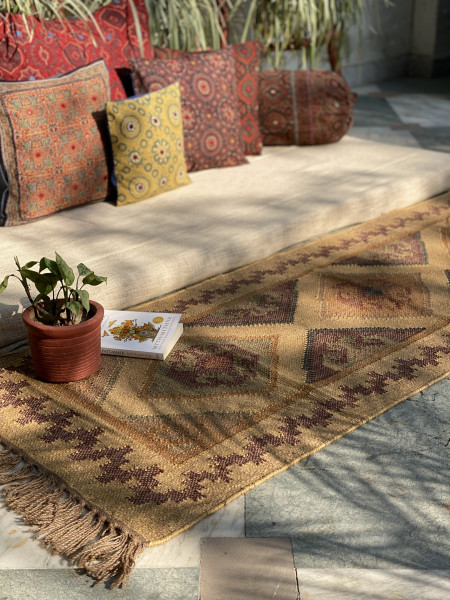 MULTI COLOUR WOOL & JUTE KILIM HAND WOVEN DURRIE