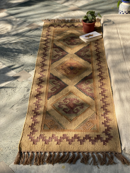 MULTI COLOUR WOOL & JUTE KILIM HAND WOVEN DURRIE