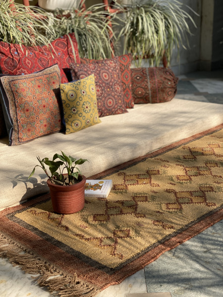 MULTI COLOUR WOOL & JUTE KILIM HAND WOVEN DURRIE