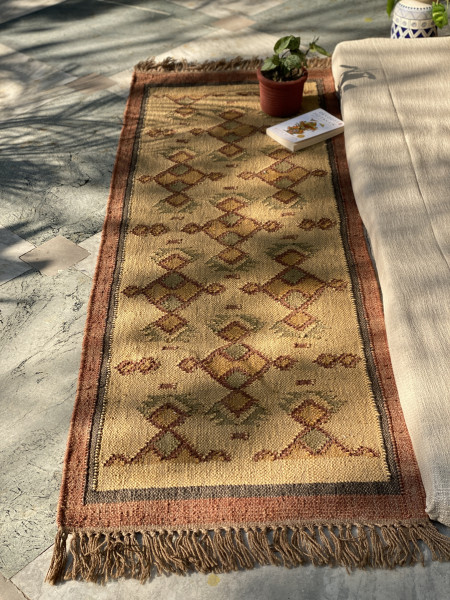 MULTI COLOUR WOOL & JUTE KILIM HAND WOVEN DURRIE